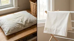 Kuinka palauttaa puhtaus rasvaisiin tyynyliinoihin: edullinen tapa valkaista kodintekstiilit