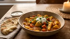 Arjen pelastaja: curryinen linssipata juureksista vähällä tiskillä